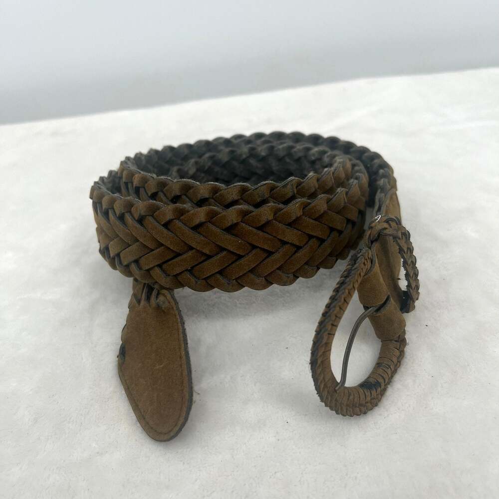 Unbranded Nubuck Braided Belt Wrapped Buckle Soft Brown 2X  Cowgirl Gorpcore